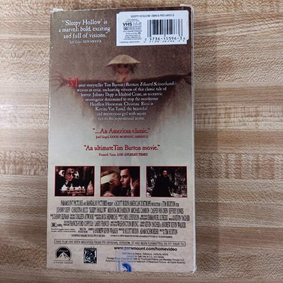 Sleepy Hollow VHS 1999 Tim Burton Gothic Supernatural Horror Johnny Depp Ricci - Picture 3 of 7